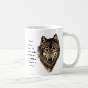VargTotemdjur vägleder vattenfärgnaturkonst Kaffemugg