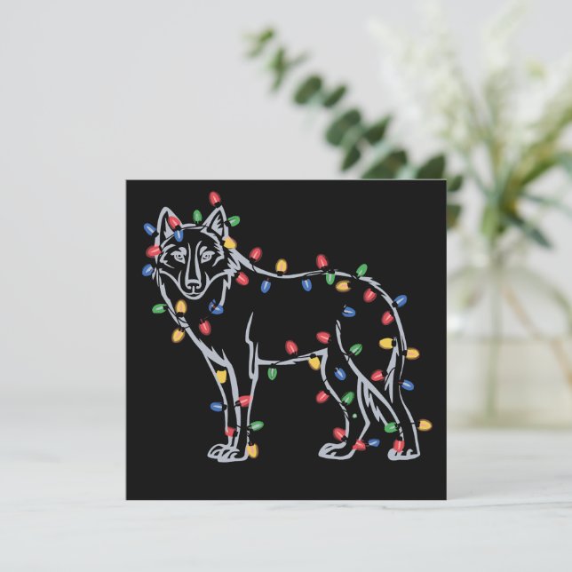 Vargträd jul Xmas husdjur djur vargälskare  Julkort (Stående Fram)