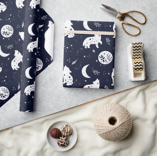 Vargvalp tjuter mot månen presentpapper uppsättnin (Hantverk)