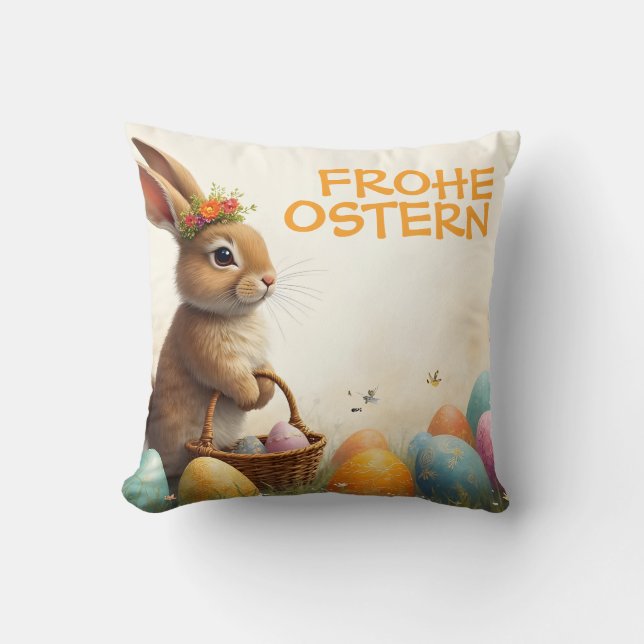 Vårhälsning från påskharen kudde (Framsida)