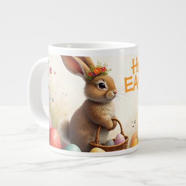 Vårhälsningar från påskharen jumbo mugg (Framsida vänster)