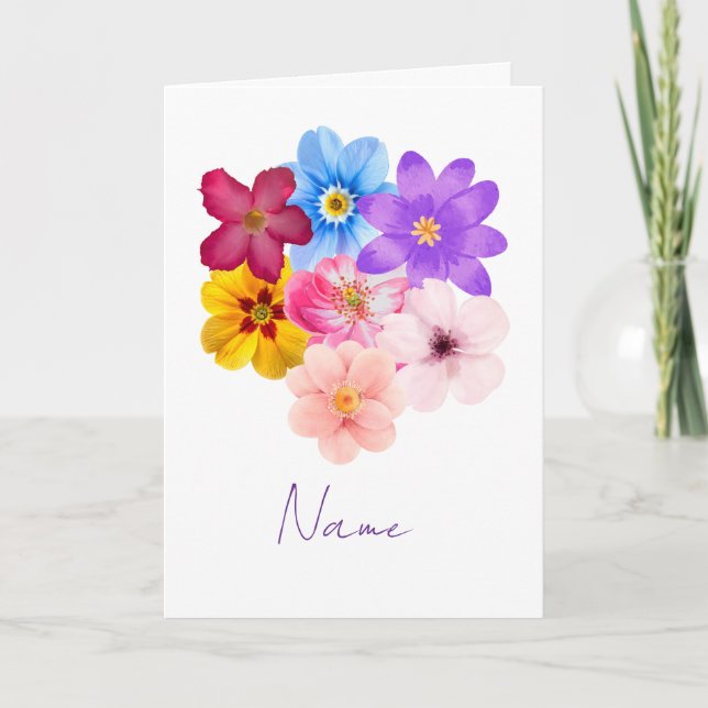 Vårharmoni - Blandad akvarellblomsterbukett Kort (Framsida)