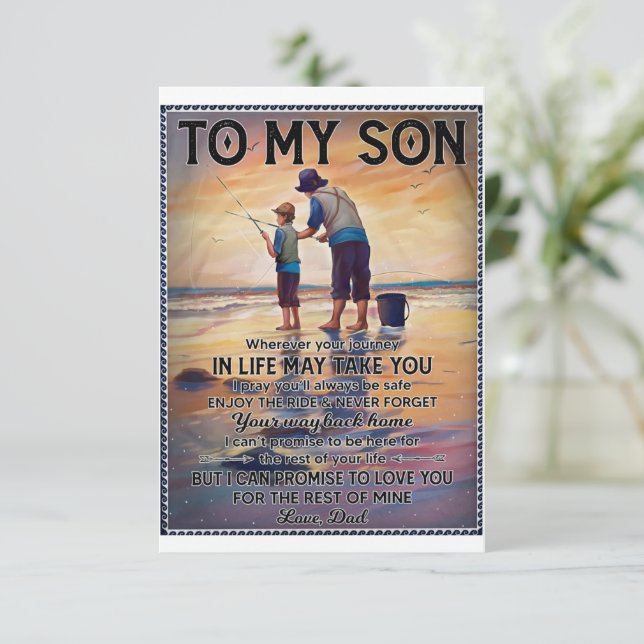 Varhelst Din Resa I Livet-Fiske Pappa Till Son  Tack Kort (Stående Fram)