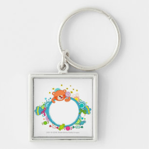 Variation av godisar fyrkantig silverfärgad nyckelring