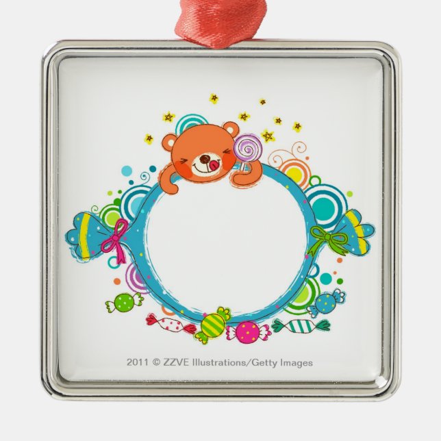 Variation av godisar julgransprydnad metall (Framsidan)