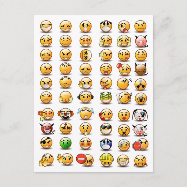 Variationer i en Ansikte-uttryckssymbol Vykort (Framsida)