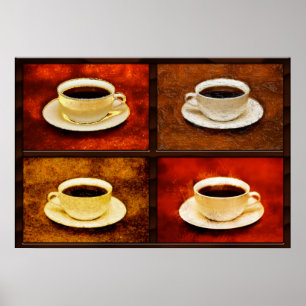 Variationer Kopp i kaffe -4 Olika Stilar Poster