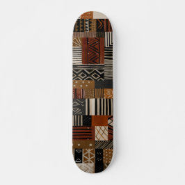 Variations of African motifs in earth tones Mini Skateboard Bräda 18,5 Cm