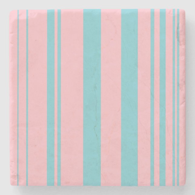 Varierad Rand/Rosa och Robin Egg Blue Stenunderlägg (Framsidan)