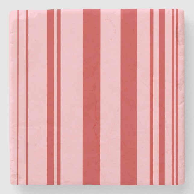 Varierade ränder/ Rosa & Röd Underlägg Sten (Framsidan)