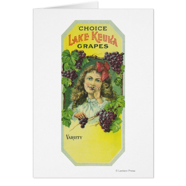 Variety Choice Sjö Keuka Grapes etikett Hälsningskort (Framsidan)