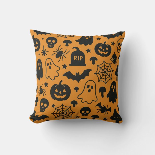 Various Halloween pattern images pliow Kudde (Framsida)
