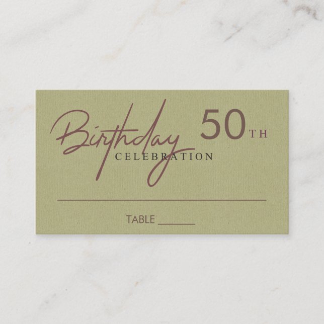 VARJE ÅLDER ENKELT KRAFT NAVY GULD TYPOGRAPHY BIRT PLACERINGSKORT (Framsida)