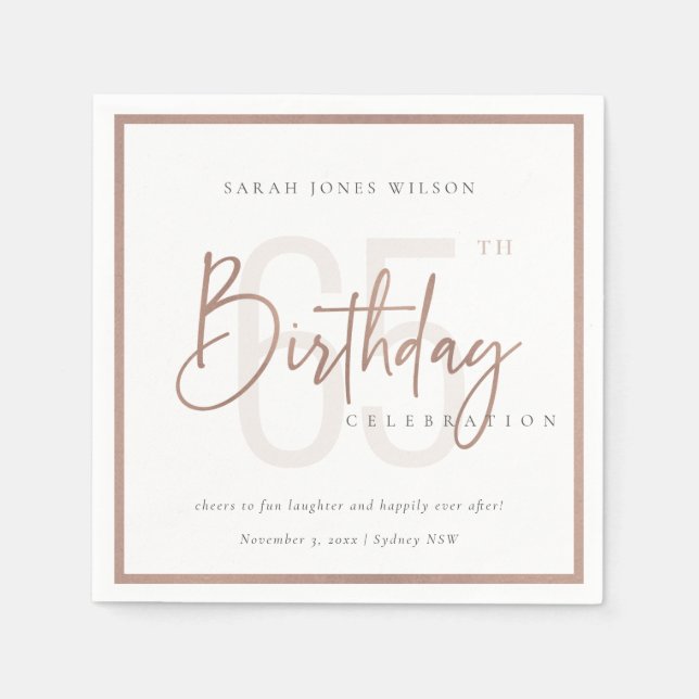 VARJE ÅLDER RO GULD  ROSA TYPOGRAFI BIRTHDAY PAPPERSSERVETT (Framsidan)