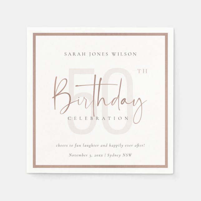 VARJE ÅLDER RO GULD  ROSA TYPOGRAFI BIRTHDAY PAPPERSSERVETT (Framsidan)