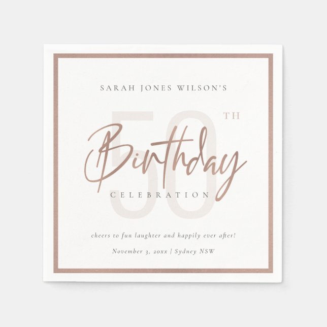 VARJE ÅLDER RO GULD  ROSA TYPOGRAFI BIRTHDAY PAPPERSSERVETT (Framsidan)
