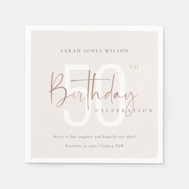 VARJE ÅLDER RO GULD  ROSA TYPOGRAFI BIRTHDAY PAPPERSSERVETT (Framsidan)