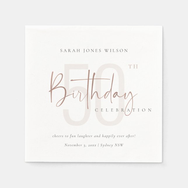 VARJE ÅLDER RO GULD  ROSA TYPOGRAFI BIRTHDAY PAPPERSSERVETT (Framsidan)