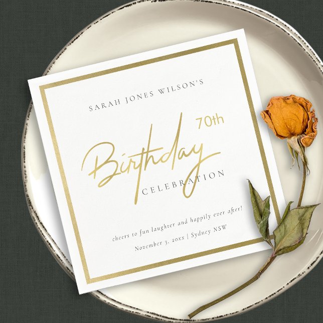VARJE ÅLDERSMÄSSIG ELEGANT GULD TYPOGRAFI BIRTHDAY PAPPERSSERVETT (Skapare uppladdad)