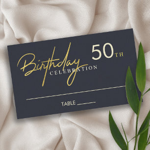 VARJE ÅLDERSMÄSSIG ELEGANT NAVY GULD BIRTHDAY STÄL VISITKORT