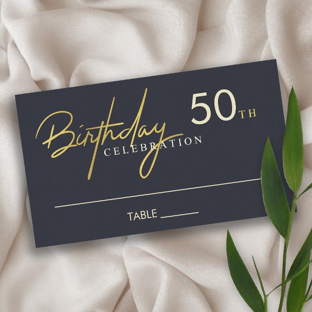 VARJE ÅLDERSMÄSSIG ELEGANT NAVY GULD BIRTHDAY STÄL VISITKORT (Skapare uppladdad)