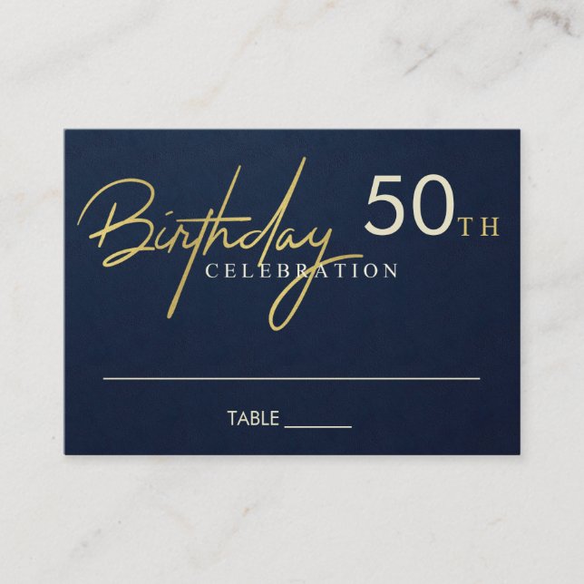 VARJE ÅLDERSMÄSSIG NAVY GULD TYPOGRAPHY BIRTHDAY PLACERINGSKORT (Framsida)