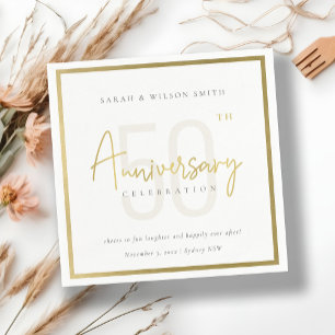 VARJE ÅR ELEGANT GULD TYPOGRAFI ÅRSDAG PAPPERSSERVETT