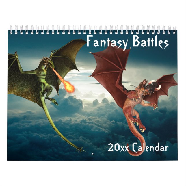Varje år Fantasy Beasts Art Dragon Unicorn Kalender (Omslag)