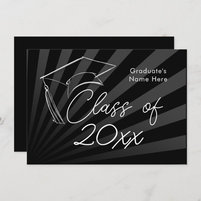 Varje år | Meddelande från Sleek Black Studenten Inbjudningar (Fram/baksida)