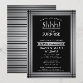 VARJE ÅR överraskningsjubileum Elegant Silver Blac Inbjudningar