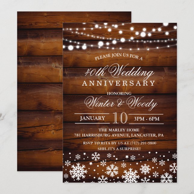 VARJE ÅR - Rustikt bröllopsjubileumsinbjudan Inbjudningar (Fram/baksida)