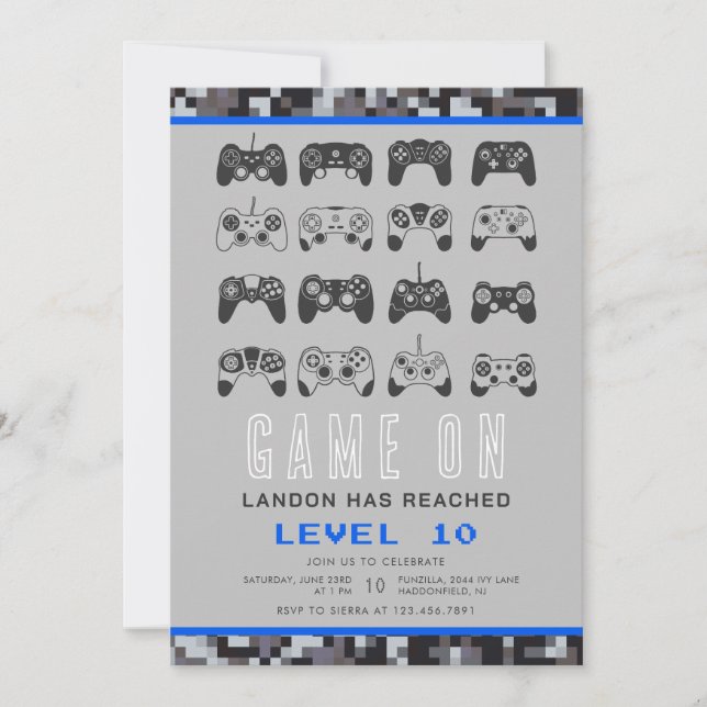 Varje år - Video Gamer Level Up Gamer Birthday Inbjudningar (Framsida)