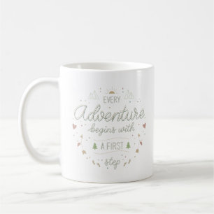 varje äventyr ett första steg kaffemugg