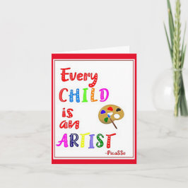 Varje barn är en konstnär, lärarkort tack kort