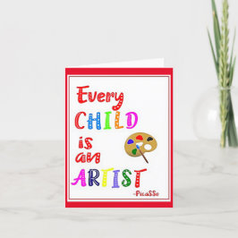 Varje barn är en konstnär, lärarkort tack kort