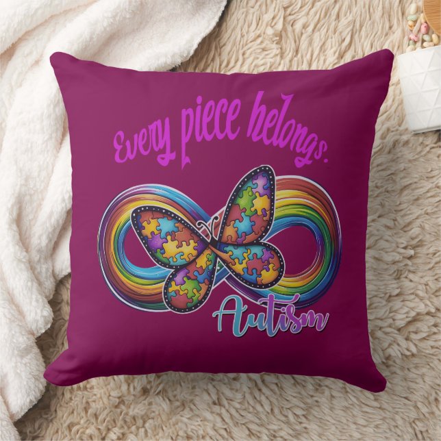 "Varje Biet-Tillhör - Autism Puzzle Pillow" Kudde (Filt)