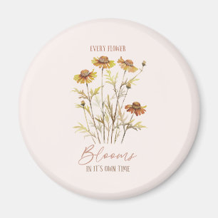 Varje blomma i sin egen tid - Rustik Blommigt Magnet