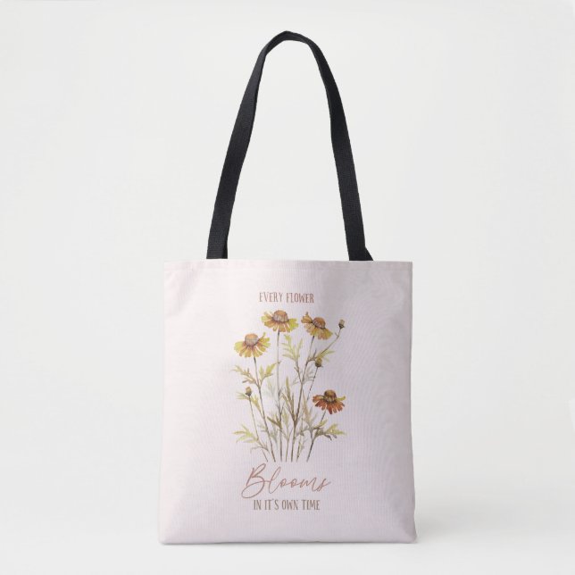 Varje blomma i sin egen tid - Rustik Blommigt Tygkasse (Framsida)
