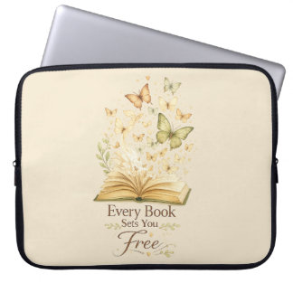 Varje bok befriar dig | Bokälskande fjäril Laptop Fodral