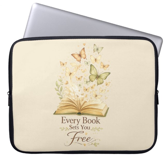 Varje bok befriar dig | Bokälskande fjäril Laptop Fodral (Framsidan)