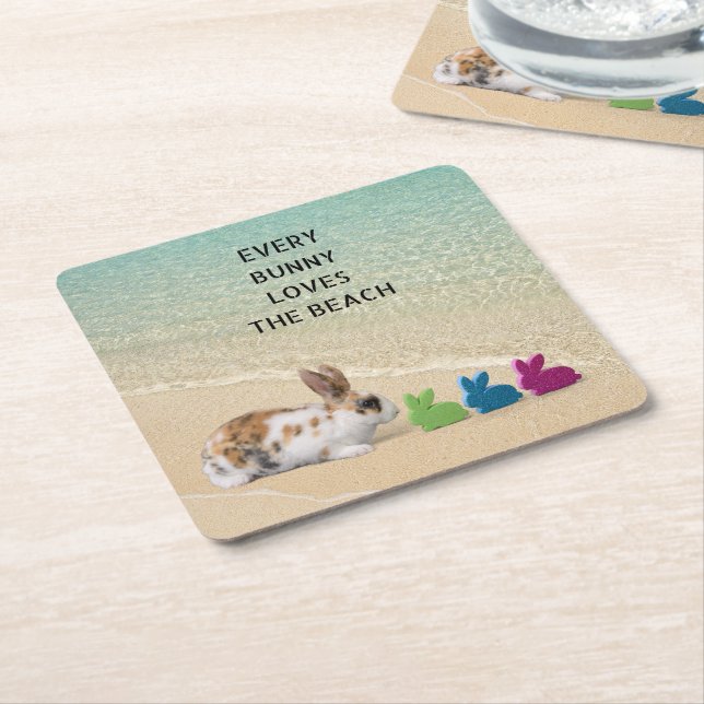 Varje Bunny Kärlek, den tropiska Beach-Påsk Underlägg Papper Kvadrat (Vinklad)