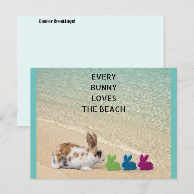 Varje Bunny Kärlek, den tropiska Beach-Påsk Vykort (Fram/baksida)