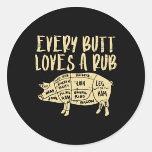 Varje Butt Kärlek A Rub Funny Gris Bbq Grill Grill Runt Klistermärke