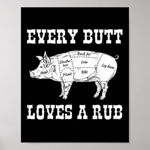 Varje Butt Kärlek Rub Grilling Bbq Smoker Gift Pap Poster