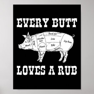 Varje Butt Kärlek Rub Grilling Bbq Smoker Gift Pap Poster