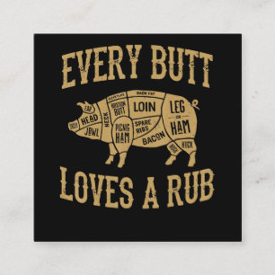 Varje Button Kärlek A Bra Rub Funny Gris Gris BBQ Fyrkantigt Visitkort