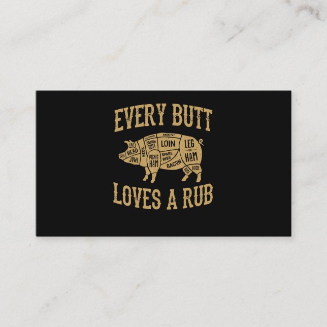 Varje Button Kärlek A Bra Rub Funny Gris Gris BBQ Lojalitetskort (Framsida)