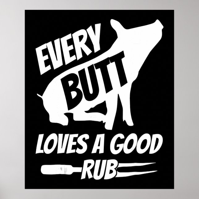 Varje Button Kärlek A Bra Rub Funny Gris Gris BBQ Poster (Framsidan)