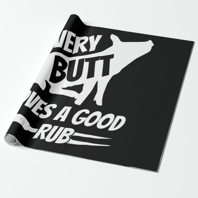 Varje Button Kärlek A Bra Rub Funny Gris Gris BBQ Presentpapper (Utrullad)