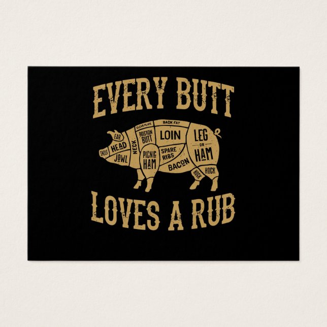 Varje Button Kärlek A Bra Rub Funny Gris Gris BBQ Visitkort (Framsidan)